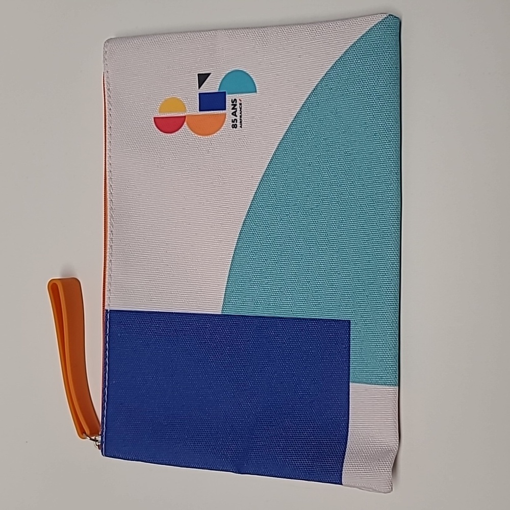 85 ANS Air France - Colorful Geometric Clutch with Orange Zipper
